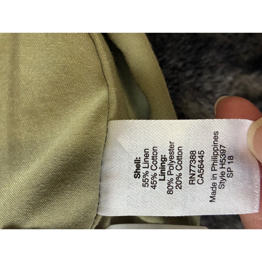 J.Crew Green Linen Blend Scalloped Hem Mini Skirt Smocked Waist Size 00 (H10) - Picture 4 of 9